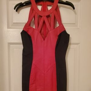 Wilsons Leather Red Leather with Black Dress